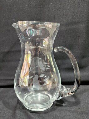 Vintage Princess House Heritage Small Etehced Crystal Pitcher with Ice Lip #402